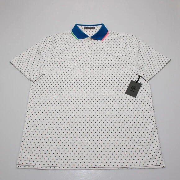 G/Fore NWT Short Sleeve Golf Polo Shirt Size L in White / Multi Floral Print